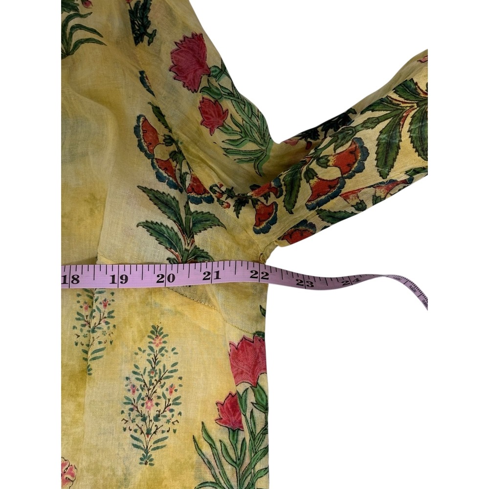 Vintage Goa Women's Yellow Floral Embroidered Tunic Shirt Size L - B13 - Picture 6 of 10